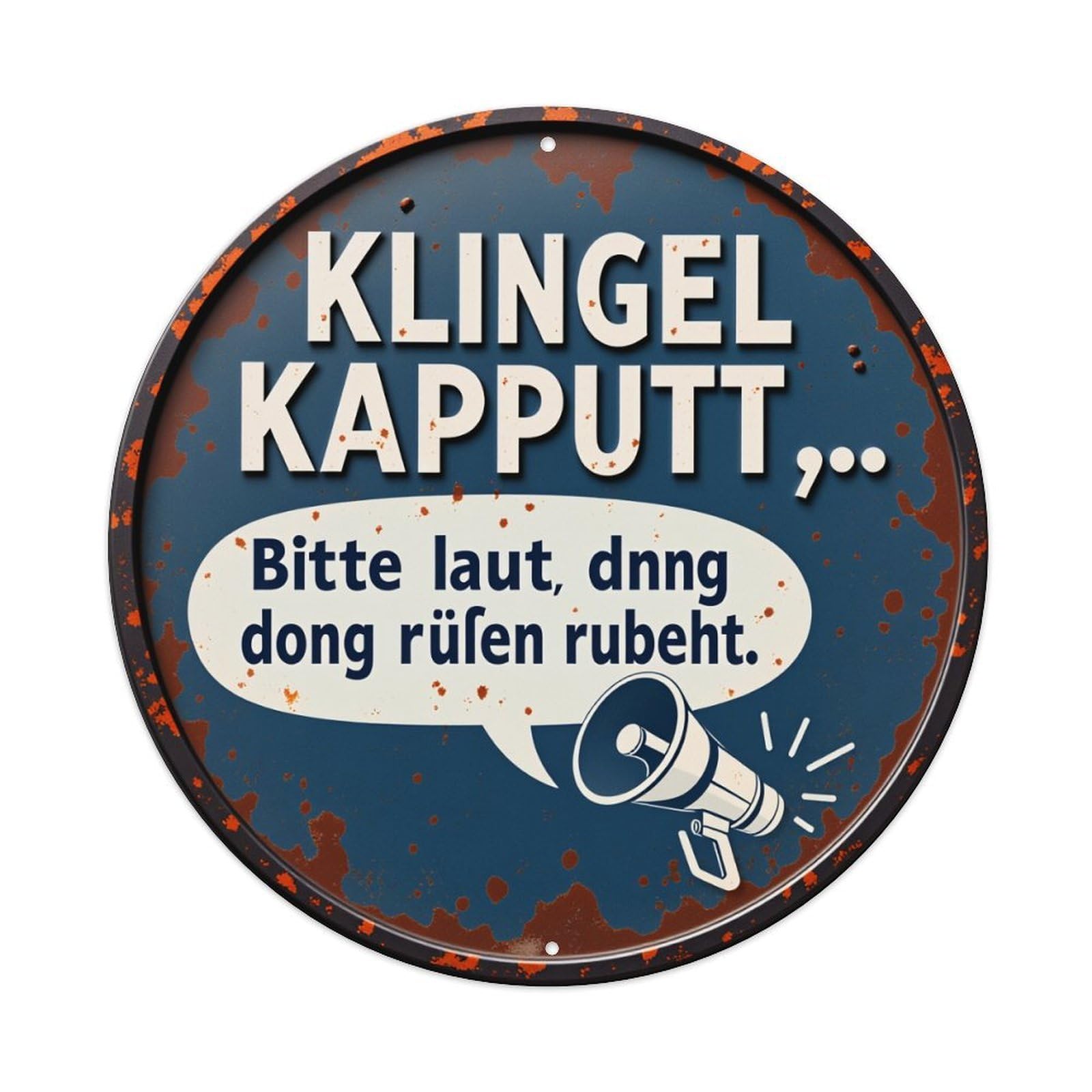 Doorbell Broken Please Call Out Loud Ding Dong Rubeh Round Tin Sign Vintage Style Metal Sign Home Bar Garden Wall Plaque Decor Metal Poster 8x8 Inch