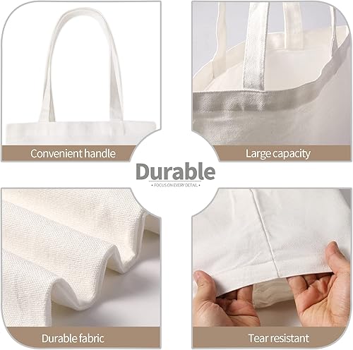 Miniatura 2 de YOUKE OLA 10 bolsas de sublimación con impresión de lona en blanco para decoración y manualidades de bricolaje, color blanco