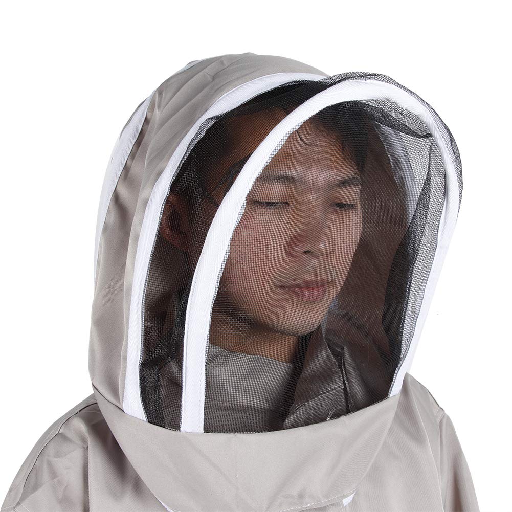 SIXRUN Traje de Apicultura con Capucha, Ropa Protectora para Apicultor de | Tejido Ripstop de Algodón, para 180-190 Cm, Transpirable, con Puños Elásticos