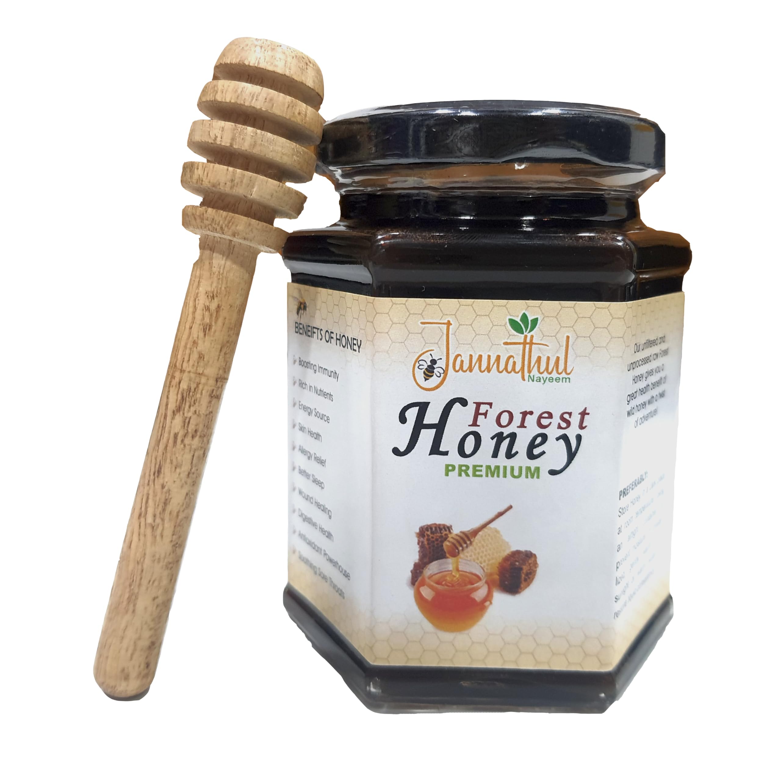 Jannathul Nayeem Pure Organic Forest Honey collected freshly| Raw and unprocessed Natural Honey rich in pollens packed for improving your body health