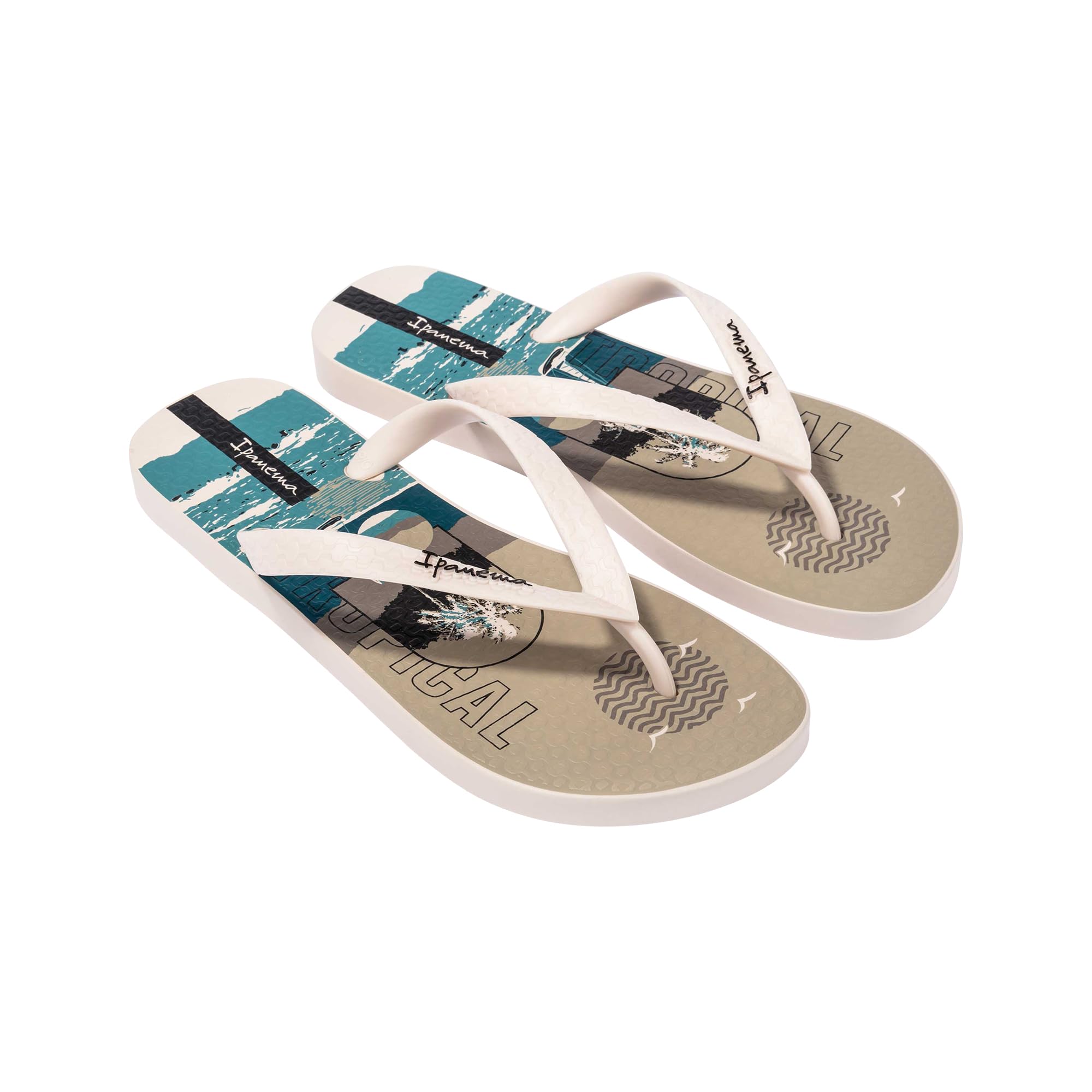 Ipanema Men's Tropical Ad Flip-Flop, Beige Grey Blue, 35/36 EU