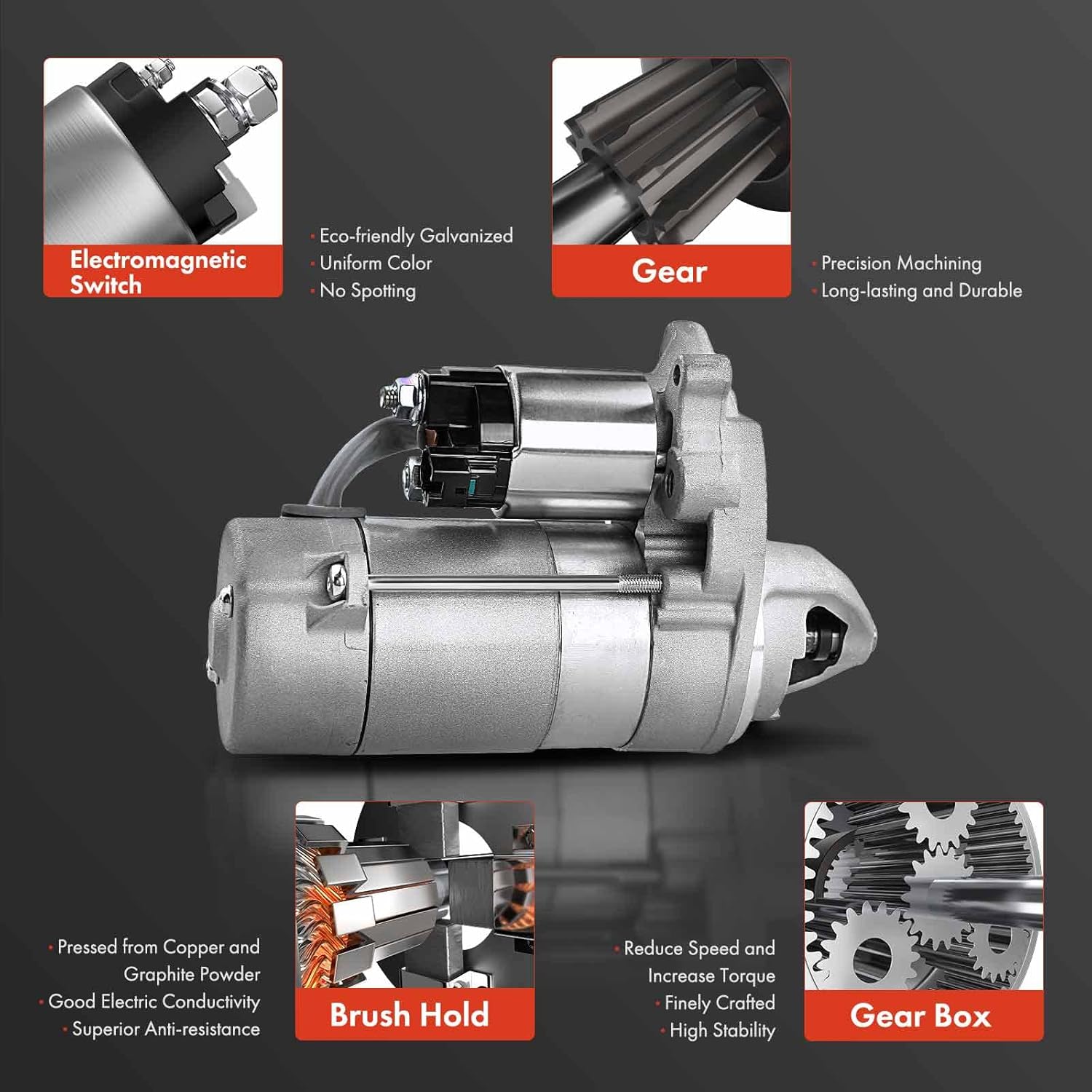 A-Premium Starter Motor Compatible with Lexus GS460 2008-2011 V8 4.6L, is F 2008-2014 V8 5.0L, LS460 2007-2017 V8 4.6L, 12V 2.0KW 9 Teeth Clockwise, Replace# 28100-38020, 2810038021