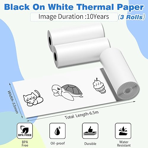 Miniatura 2 de Papel térmico blanco, T02, papel térmico blanco no adhesivo, para notas de estudio, textos fotográficos de diario, compatible con T02M02XM02L,