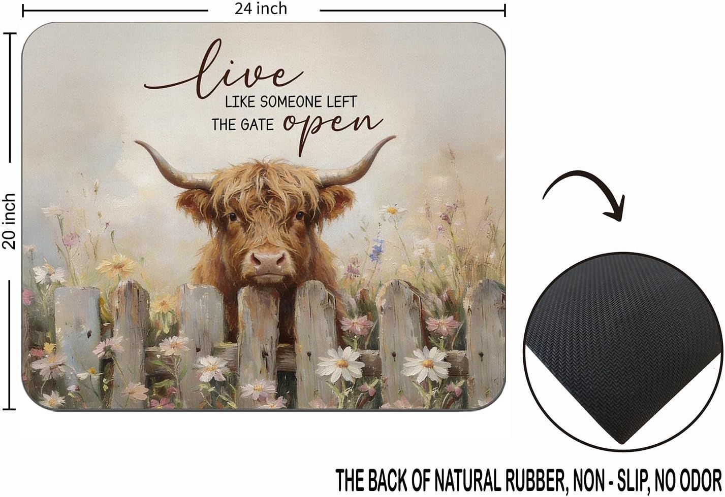OFlich Highland Cow Farmhouse Mouse Pad Desk Accessories 9.5x7.9 Inch image 5