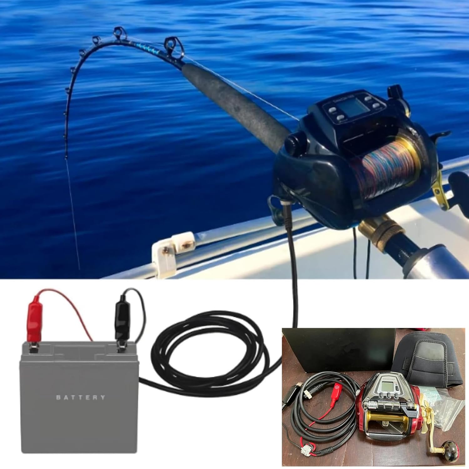 for Shimano Daiwa 1200MJ 1200J 800MJ 800MJS Electric Reel Cord Power Cable Wire 2.5m/8.2FT Bold Lines