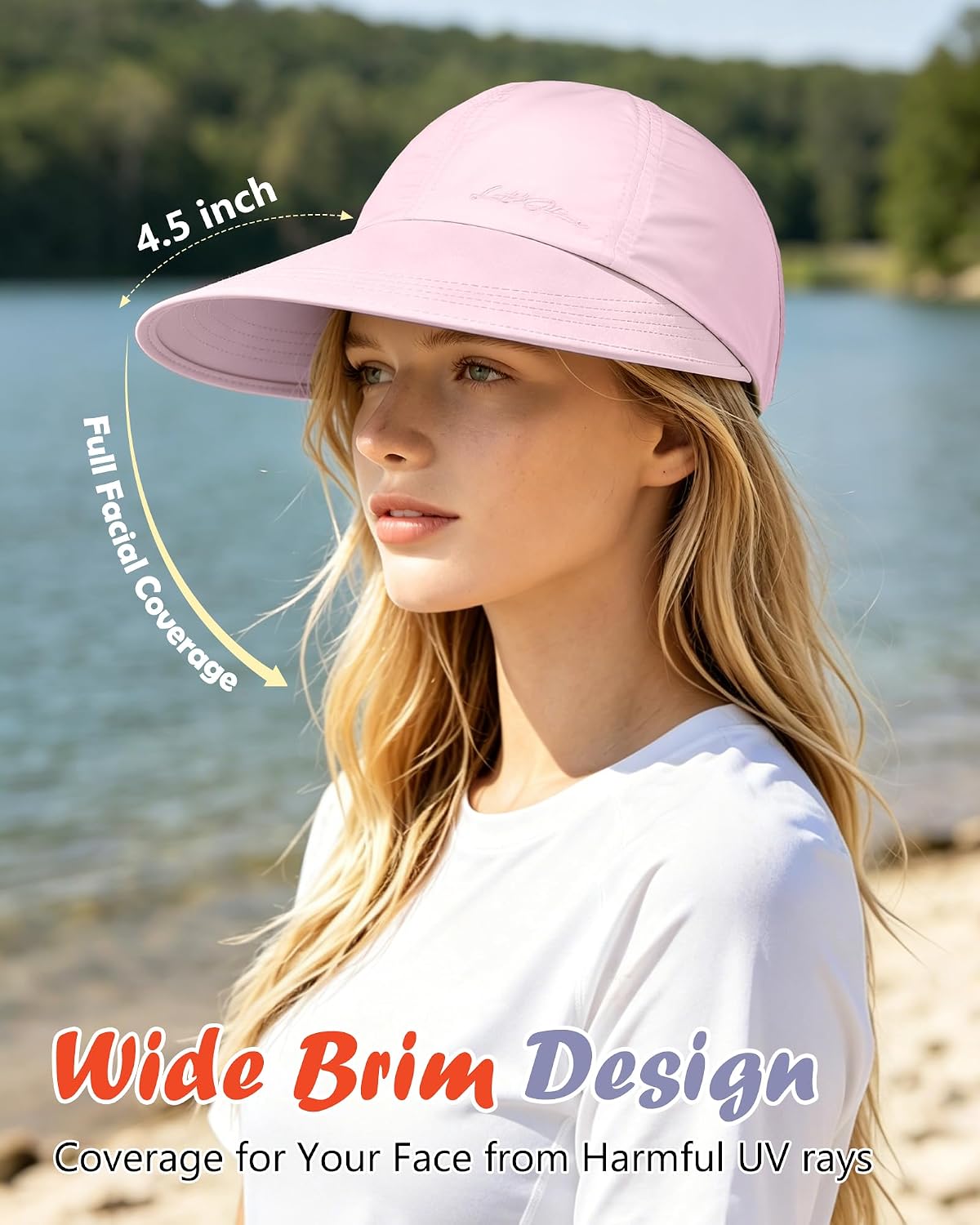 2 Pack Womens Sun Hat with High Ponytail,Wide Brim UV Visor Sun Protection Baseball Hat for Fishing Golf image 5