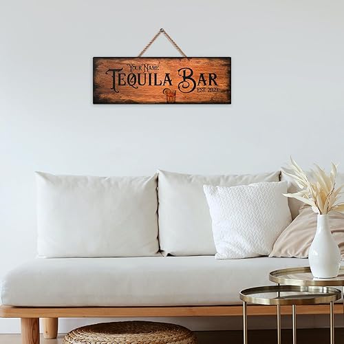Miniatura 109 de Placa de pared de madera de bar de tequila mexicano personalizado, letrero de bar de México, letrero rústico para pub para el hogar, decoración de 01
