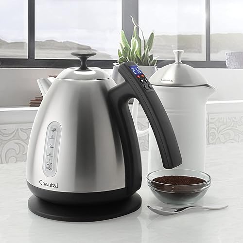 Miniatura 10 de Chantal Vincent - Hervidor de agua eléctrico con control de temperatura, 1.75 cuartos (7 tazas), acero inoxidable cepillado