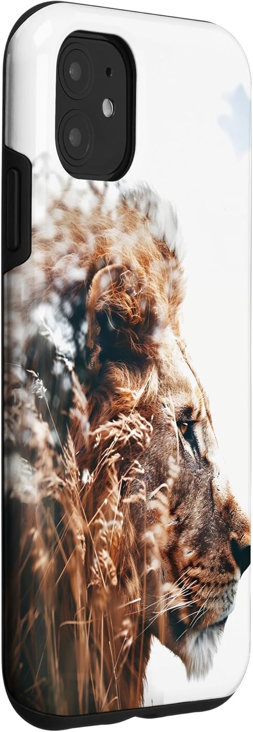 Majestic Lion in Grassland Case for iPhone 11