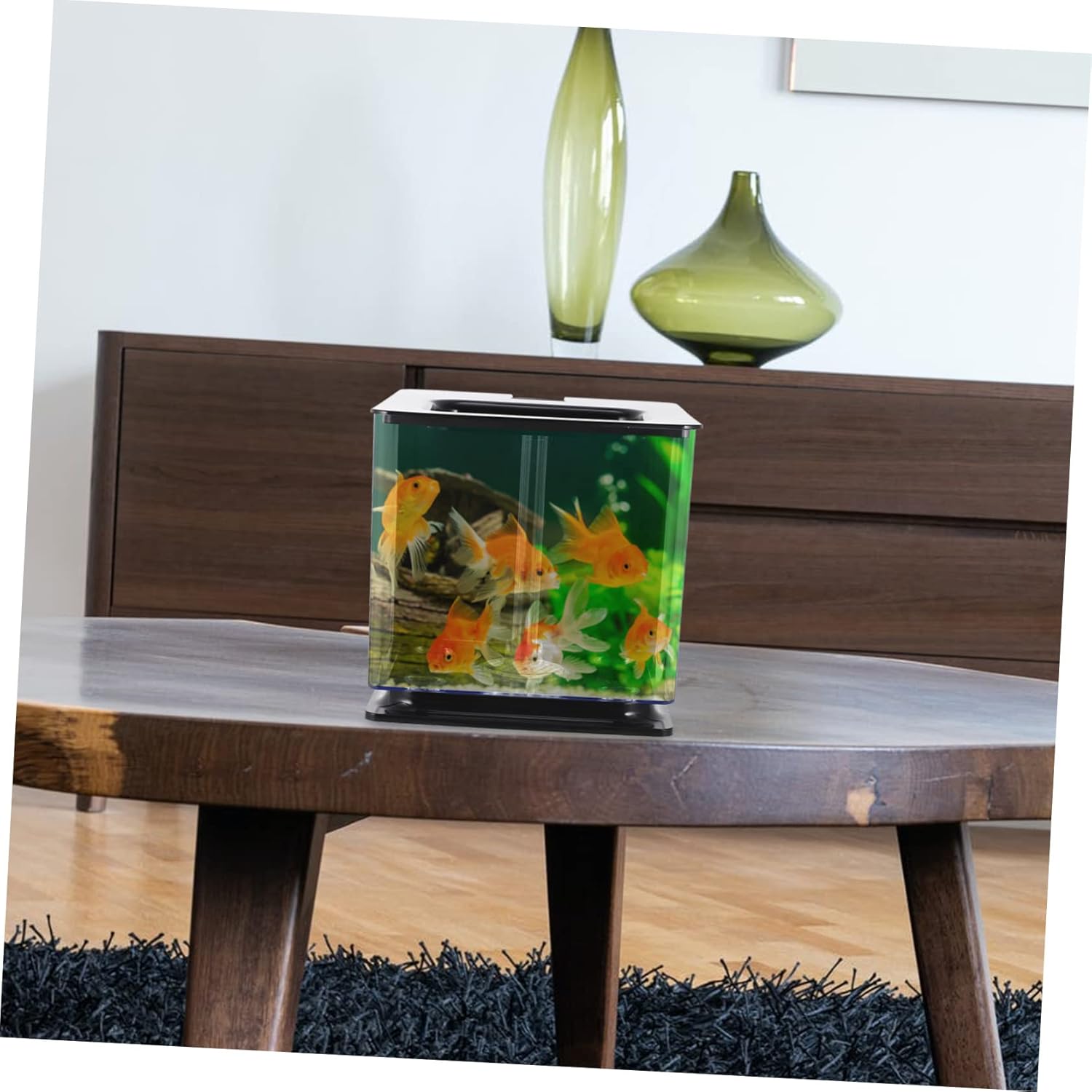 ibasenice Acrylic Fish Tank No Water Change Needed Transparent Desktop Aquarium for Small Fish and Aquatic Plants for Home Decor and Landscapes