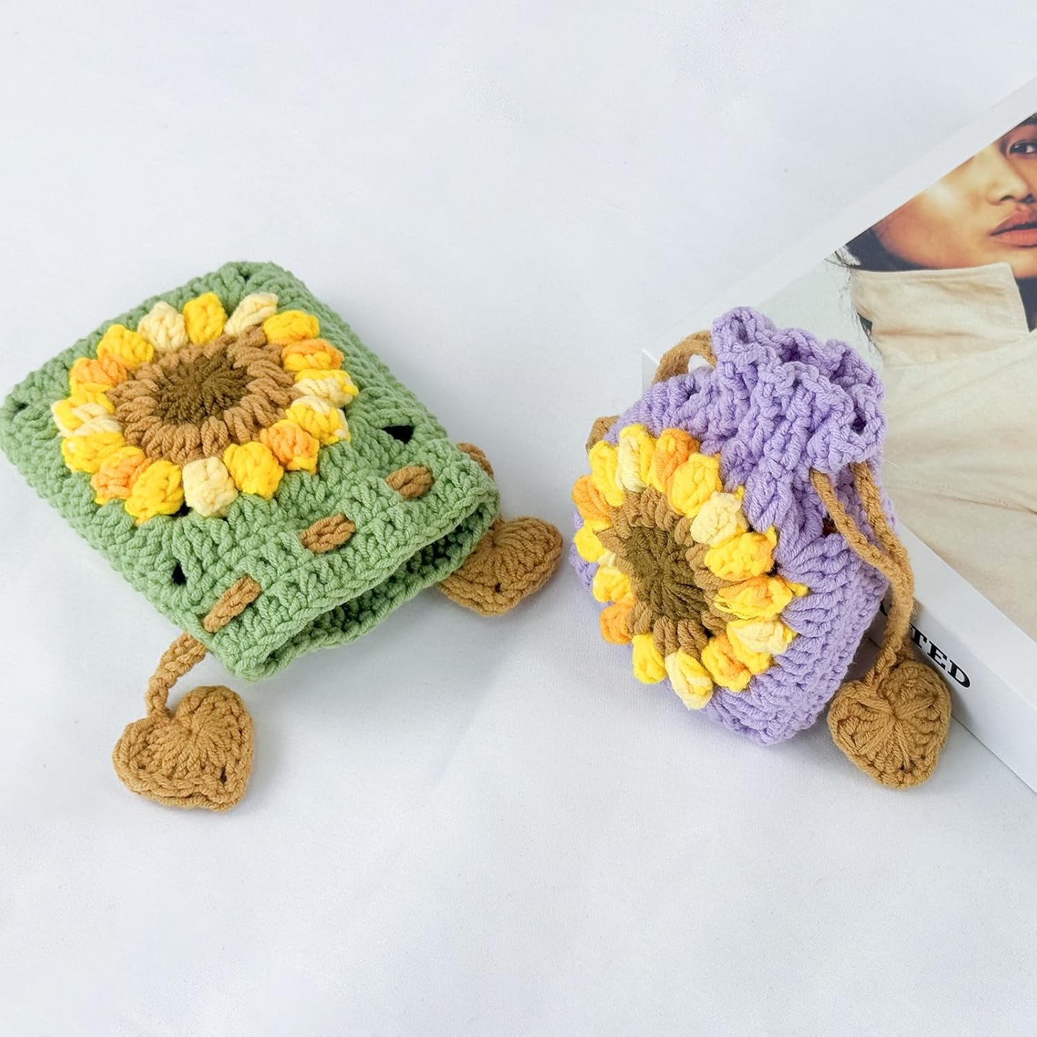 Change Purse, Crocheted Cotton Coin Pouch Coin Purse for Women and Girls, Coin Purse Pouch with Drawstring Design Compact Coin Wallet for Keys, Lipstick, Change (green)
