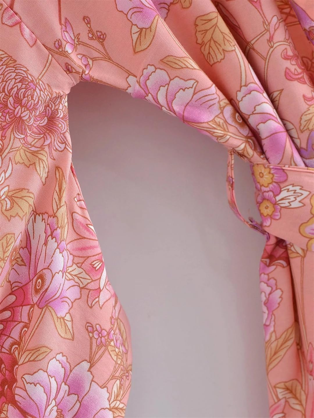 Rayon bawełniane okrycie styl plażowy vintage krótki szlafrok kwiatowy nadruk strój kąpielowy okrycie kobiety