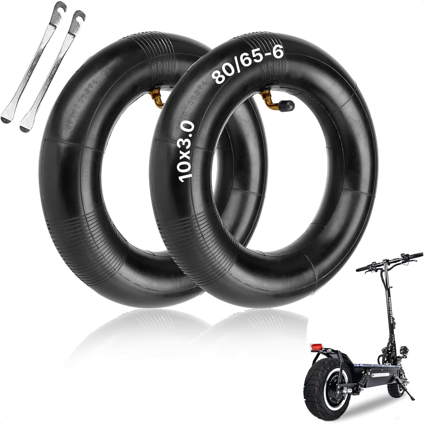 2 Pcs 10x3in Electric Scooter Tires Inner Tubes - 80/65-6 Electric Scooter Tire 10 Inch Inner Tube, Flexible & Durable Rubber - Easy Installation for 2-3.5" Mini Bike Tires with 2 Tire Levers Included