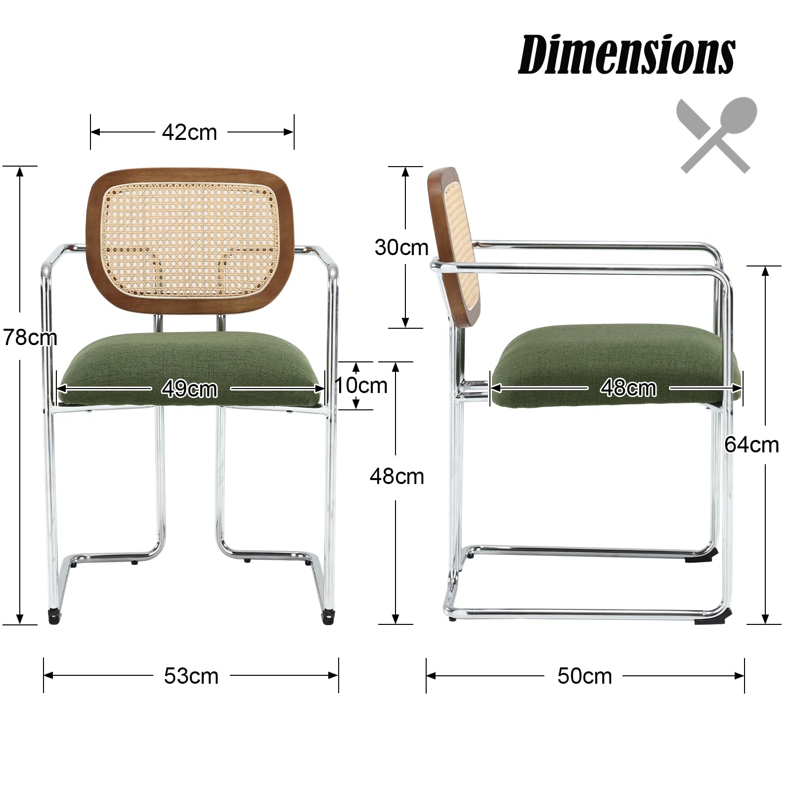chairus Set di 2 Sedie da Pranzo Sedie da Cucina in Tessuto di Lino, Verde | sedie sala da pranzo sedie da cucina moderne sedie imbottite per pranzo