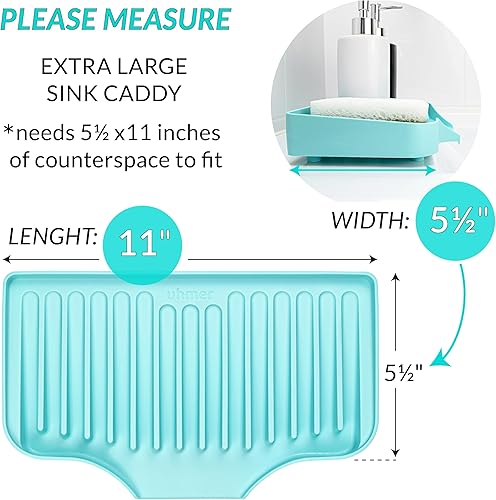 Miniatura 3 de Bandeja de fregadero de silicona, bandeja autodrenante extra grande para botellas de jabón, soporte de esponja de secado rápido para fregadero de