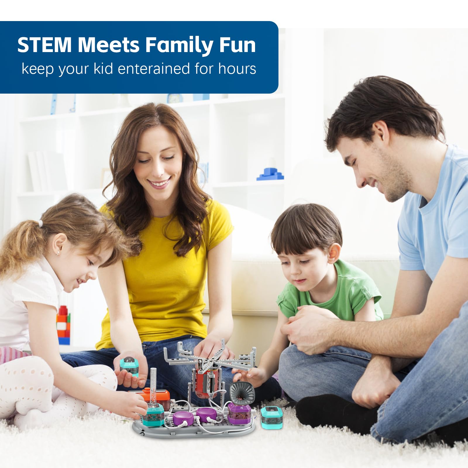 Kit STEM Elettronico da 8 Anni | 110 Esperimenti & 201 Componenti con Microfono/Infrarossi/Sensore Luce | 15 Modelli 3D & Guida Didattica | Set Elettrotecnico per Giocattoli Fisica