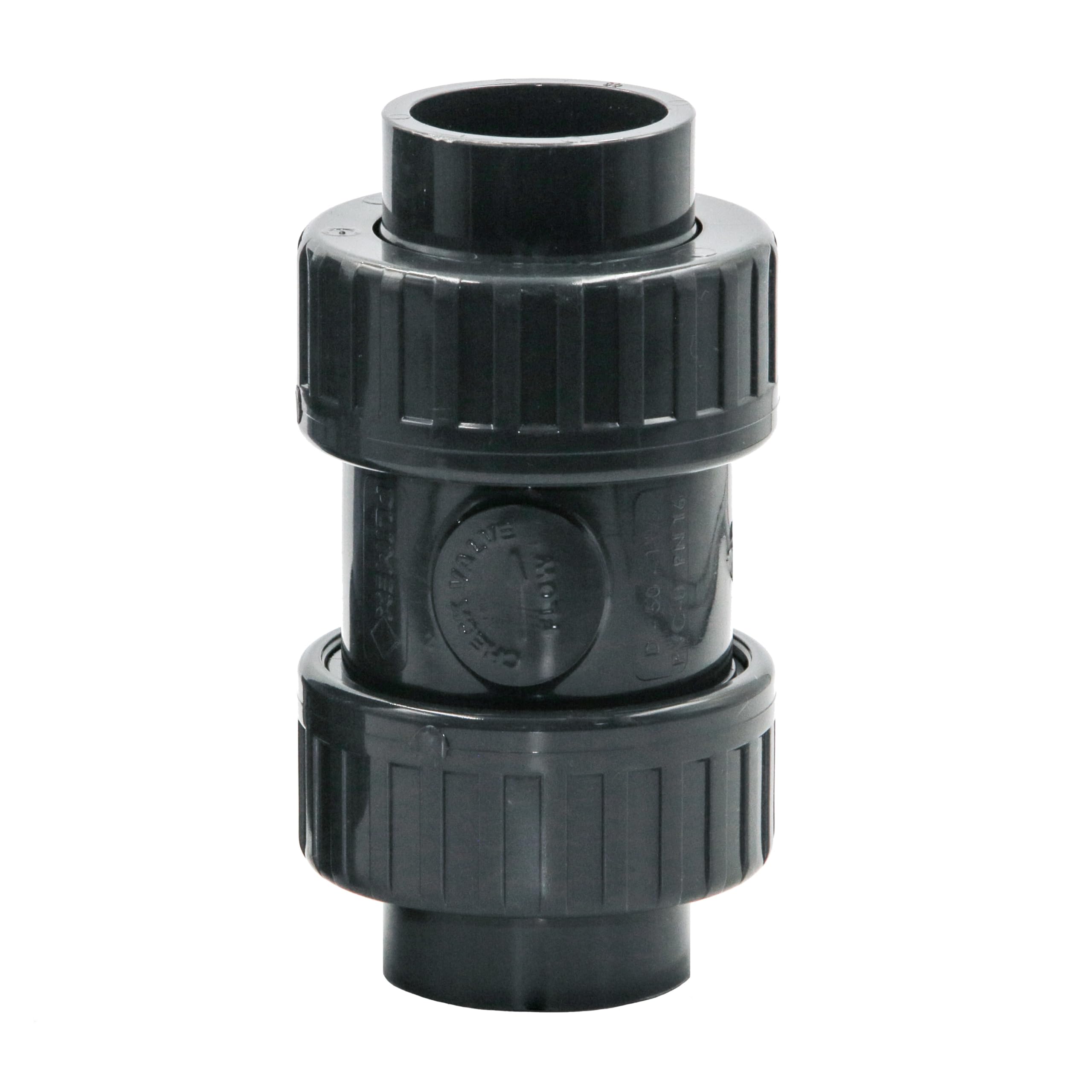 HAF® 2 válvulas antirretorno de PVC gris con 2 manguitos adhesivos de 63 mm, cargadas por muelle, válvula de retención cónica de PVC gris para todas las tuberías. Calidad: fabricado en Europa