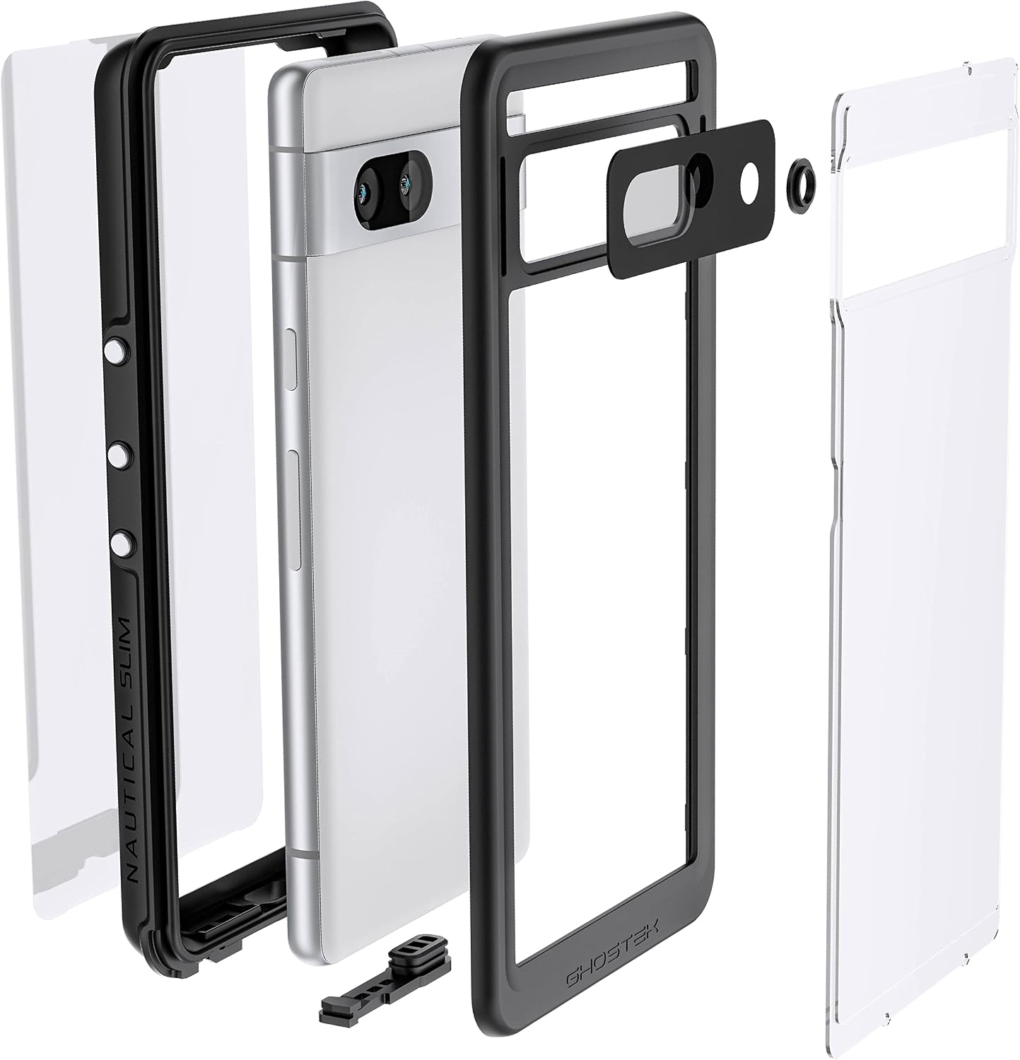 Ghostek NAUTICAL slim Google Pixel 7a Case Waterproof with Screen Protector Built-In Heavy Duty Shockproof Protection Full Body Underwater Phone Covers Designed for 2023 Google Pixel 7a (6.1") (Clear)