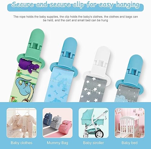 Miniatura 3 de 4 clips de correa para chupete de bebé, clip para chupete con 4 adaptadores de silicona, clips de cadenas de chupete para todos, chupetes, juguetes