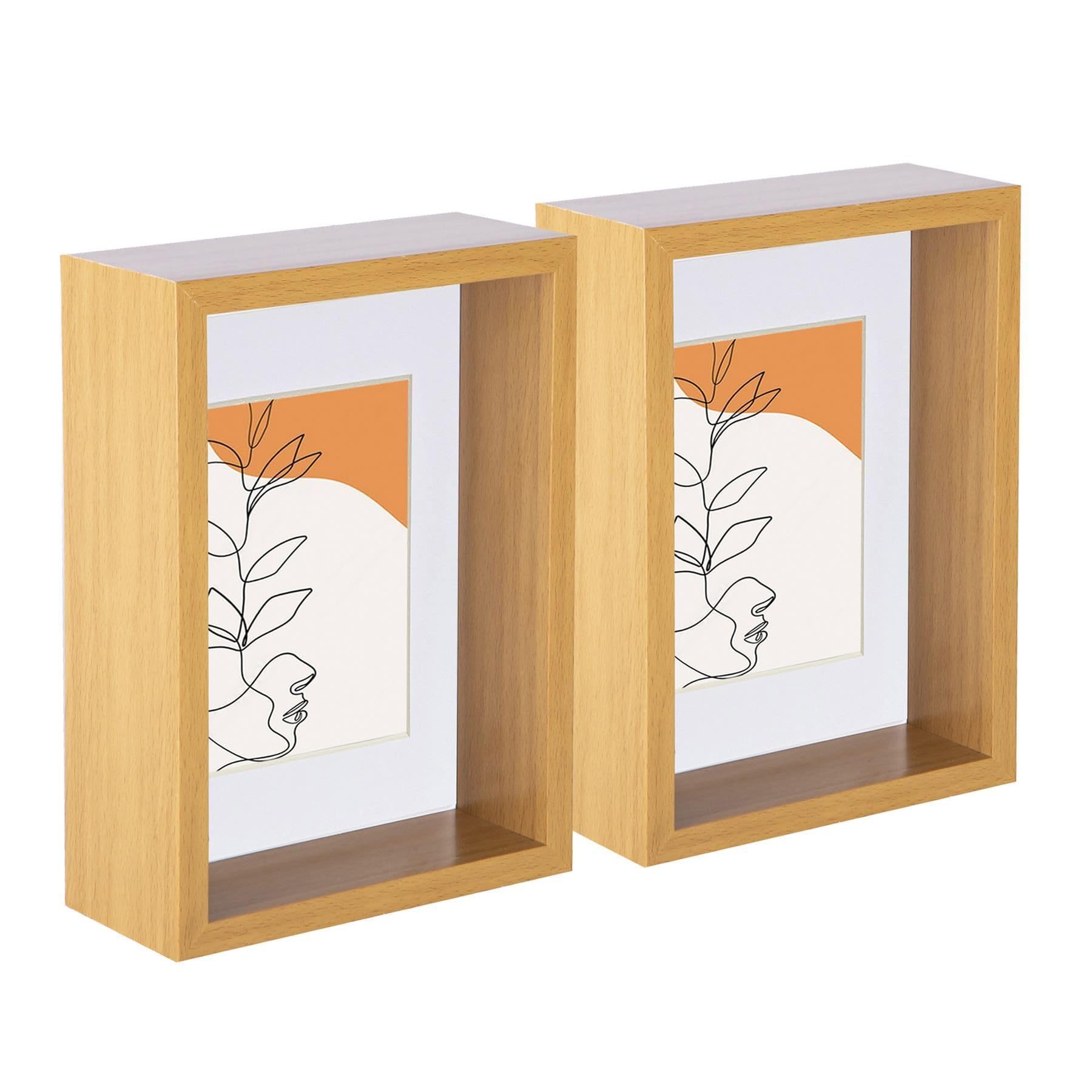 Nicola Spring 5 X 7" Deep Photo FramesLight Wood/white Mount3D Deep Box Picture Frame Display Case (20 X 15Cm) X5 from B&Q