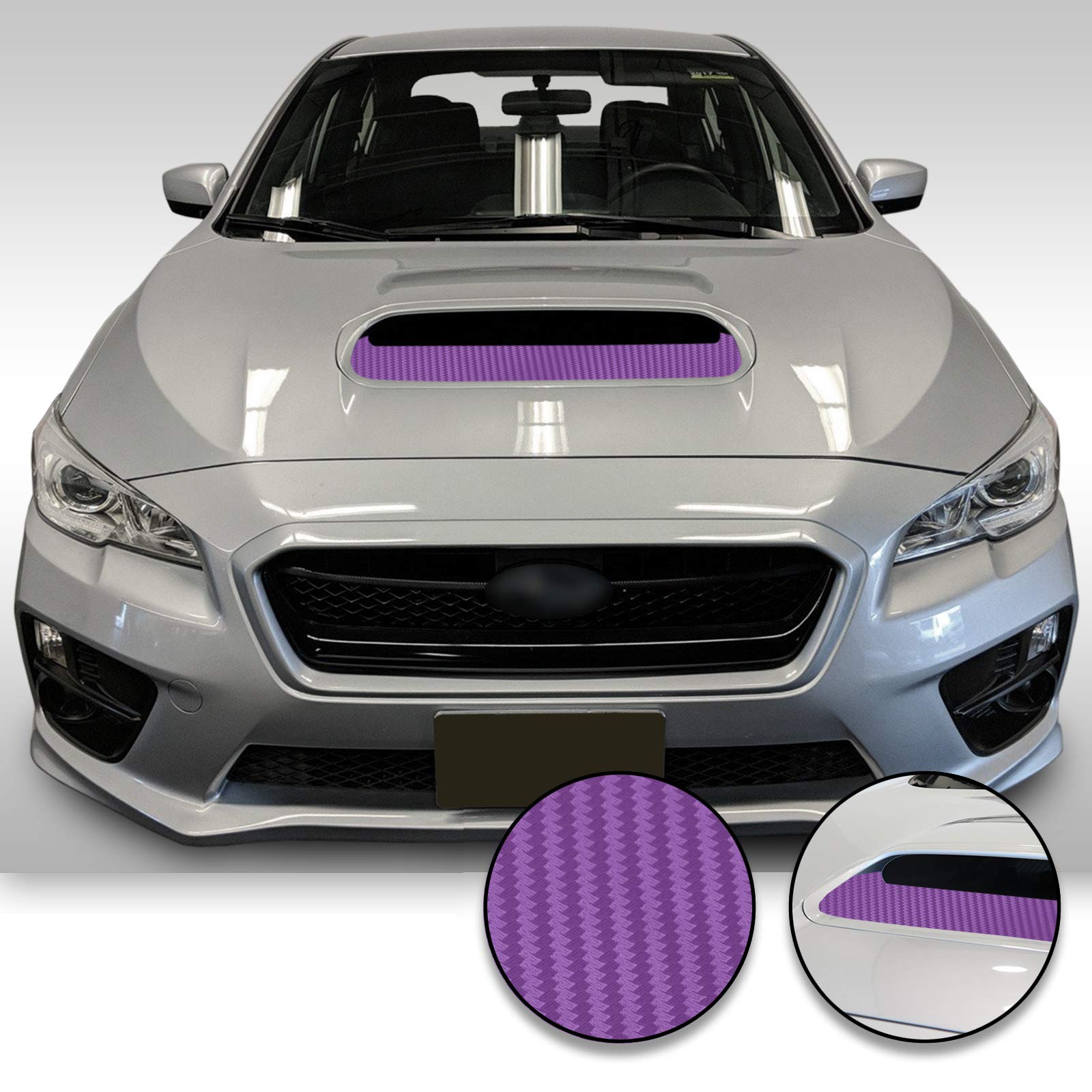 Hood Scoop Vinyl Decal Overlay Wrap Trim Inserts Sticker Compatible with and Fits WRX STi 2015 2016 2017 2018 2019 2020 - Carbon Fiber Purple