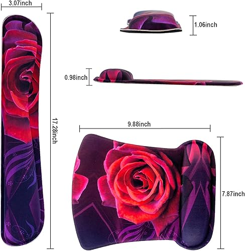 Miniatura 2 de AORTDES - Juego de reposamuñecas ergonómico para teclado y mouse pad para reposamuñecas, duradero, cómodo y ligero, juego de espuma viscoelástica