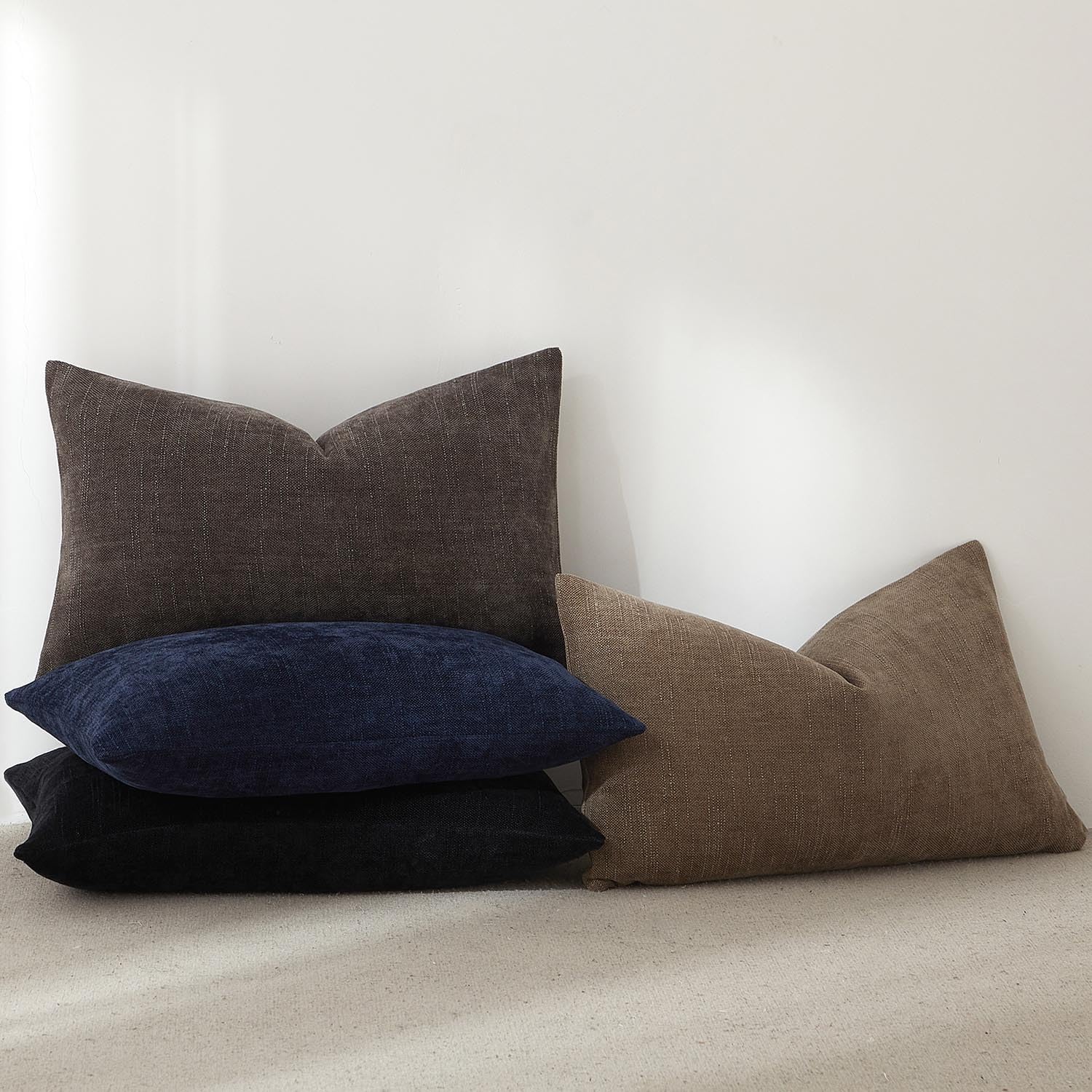 JUSPURBET 16x24 Pillow Covers Set of 4 Decorative Throw Pillow Covers Case for Couch Sofa Bed Soft Lumbar Chenille Cushion Covers with Hidden Zipper for Home Decor Living Room,Navy Series
