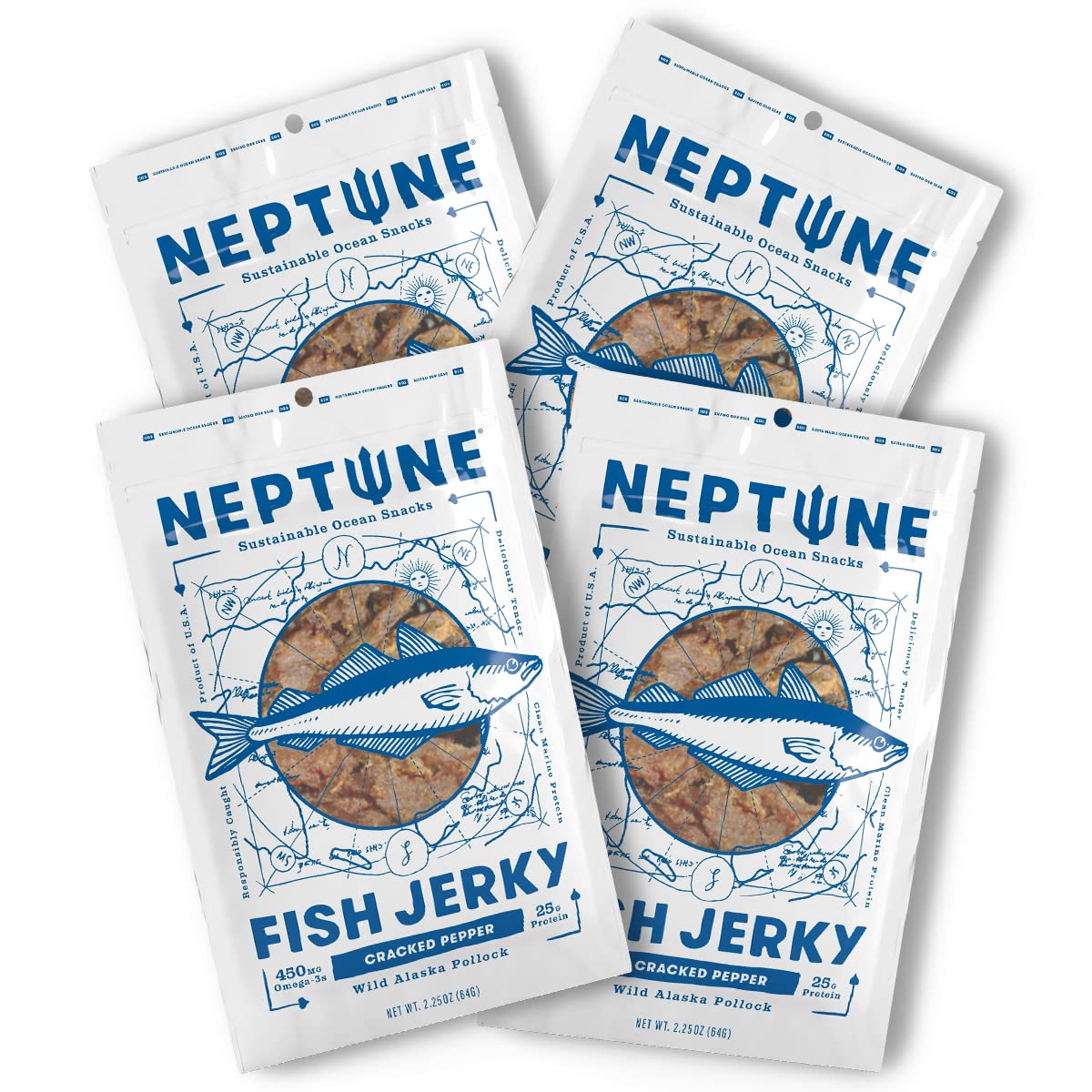 Wild Alaska Pollock Fish Jerky Cracked Pepper 4Pack