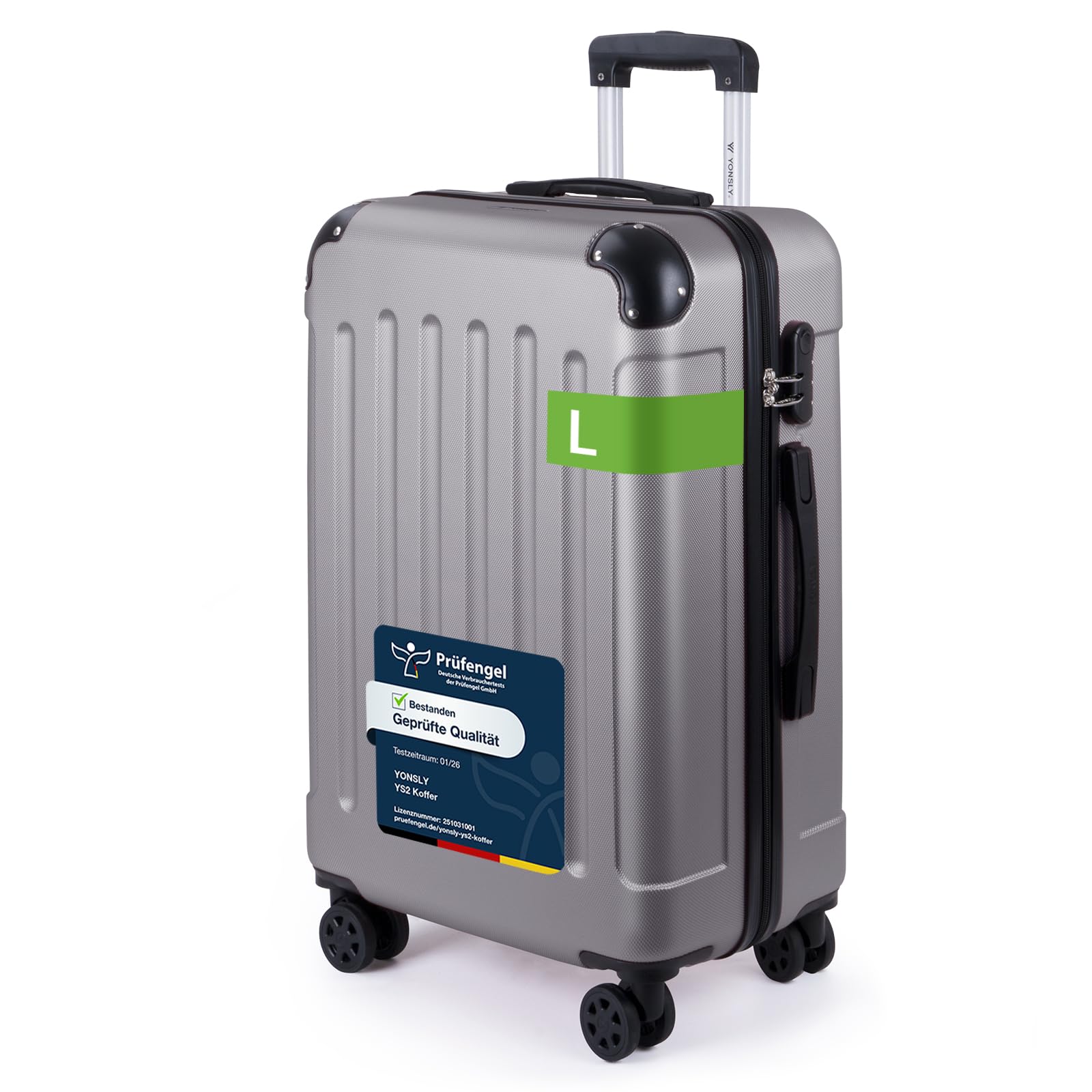YONSLY Trolley Koffer Set, Reisekoffer, Rollkoffer Handgepäck, Kabinkoffer Suitcase, Gepäckset mit 360° Rollen, Hartschalenreisekoffer, Zahlenschloss, Gummigriff