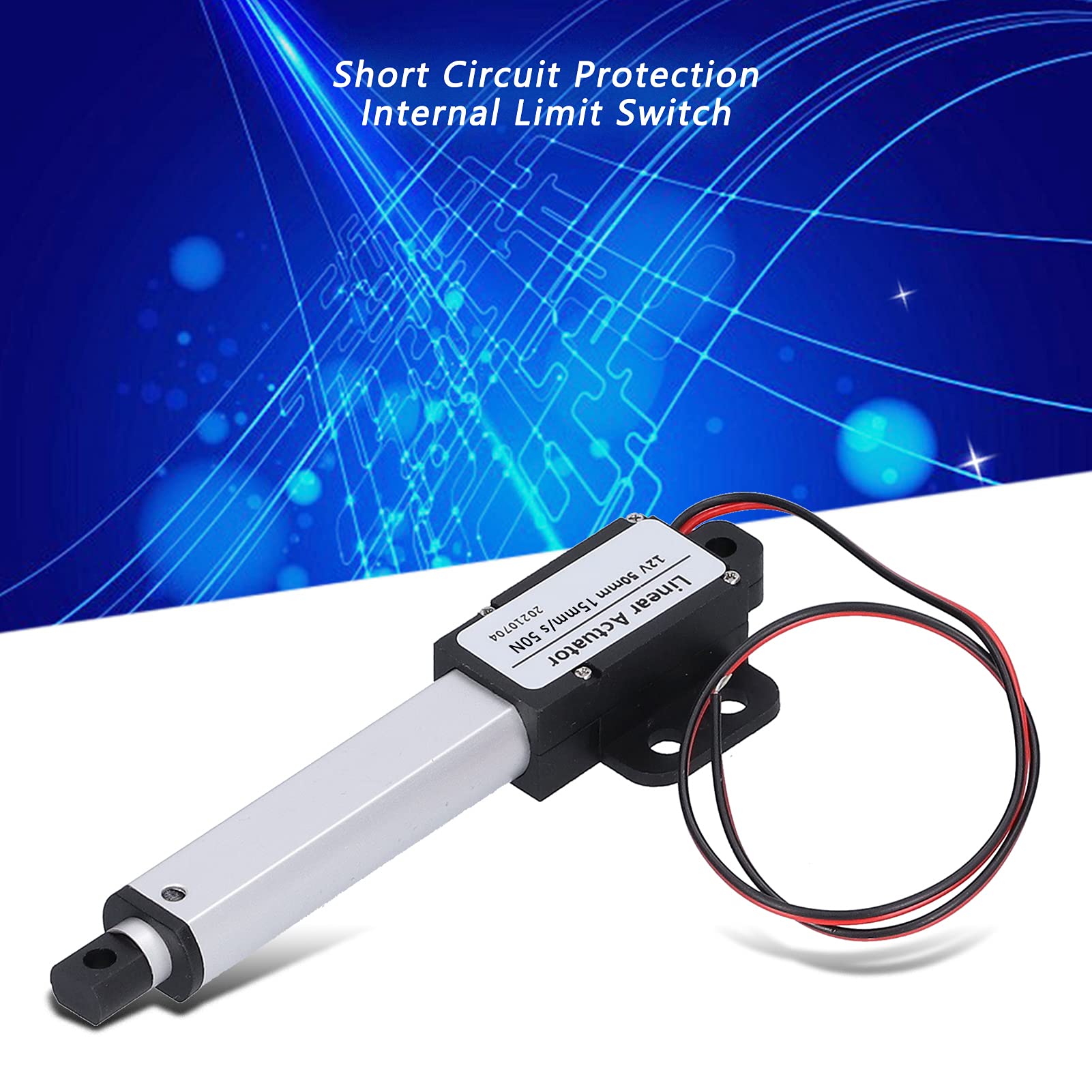 Elektrische lineaire aandrijving, lineaire actuator lineaire motor 50 mm slag lineaire bewegingsaandrijving 12V DC voor kasten en raamopeners (slag 50 mm-15 mm/s-50 N