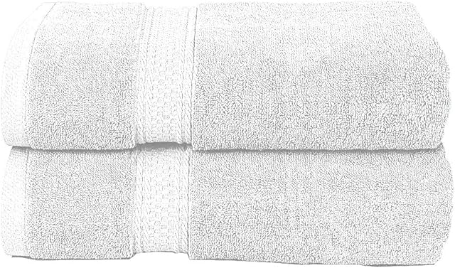2 Pack Bath Sheet 100% Egyptian Cotton 600GSM Hotel Quality Guest Towel Set Super Absorbent Quick Dry Extra Soft Bathroom Bath Sheet Sets (White)