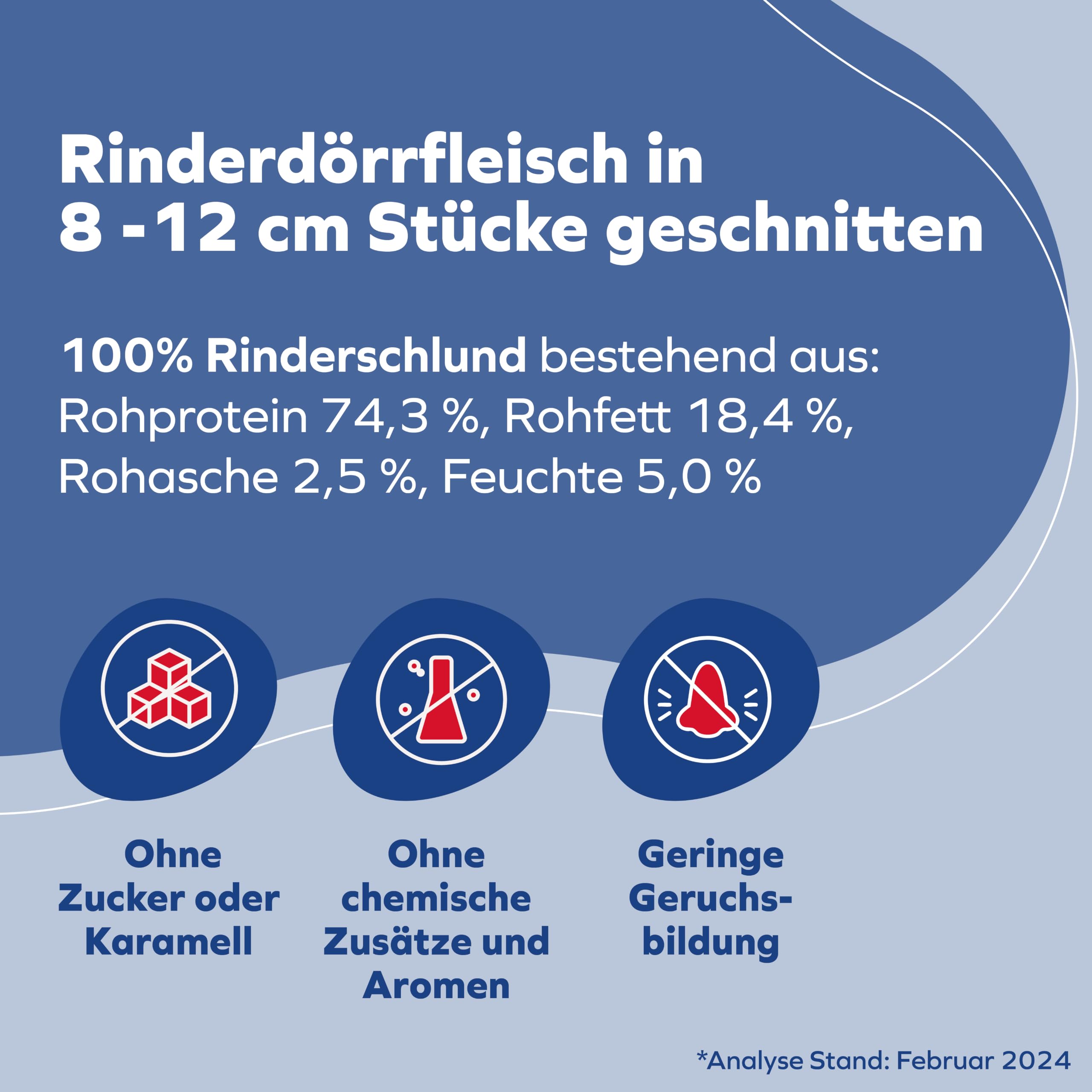 Rinderdörrfleisch für Hunde - 8-12 cm leckere Kaustangen - Hundeleckerli aus Trockenfleisch - 1000g Hundesnack