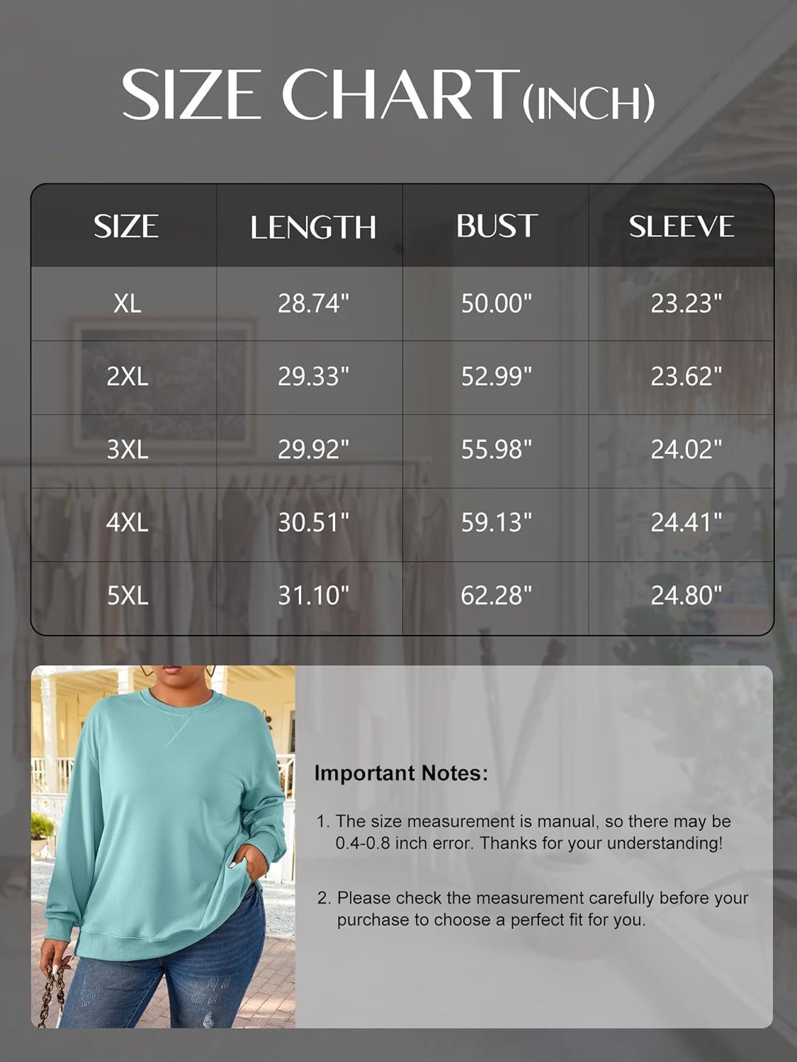 TAKEYAL Plus Size Sweatshirt for Women Oversized Casual Crew Neck Drop Shoulder Pullover Teen Girls Clothes - Image 6