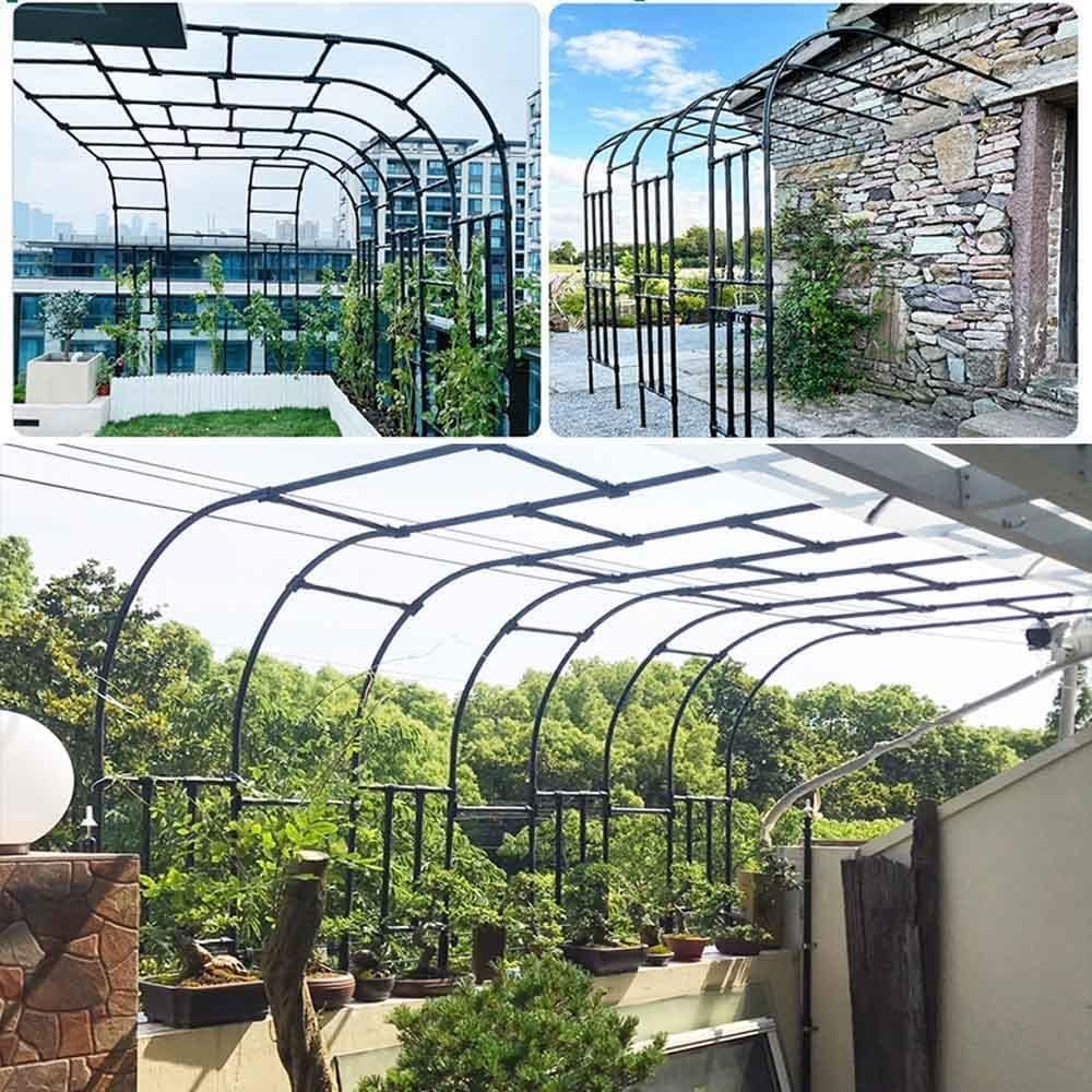 Half Arch Garden Arbor Decorative Rose Arbors Metal Arches Flowers Archway Wide Zwart Weatherproof (w150xh240cm) (Size : W240xh240cm) (a