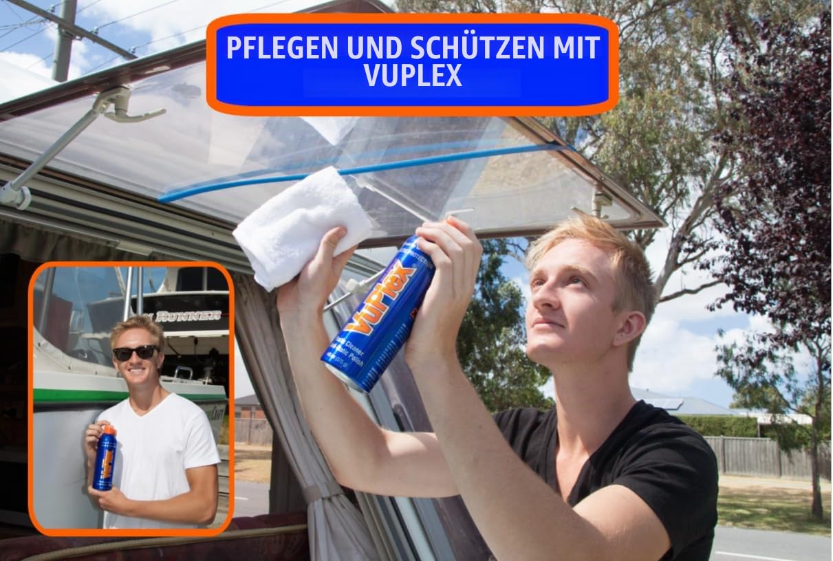 Kunststoffreiniger und antistatische Politur VuPlex für Acrylfenster von Wohnwagen, 445ml