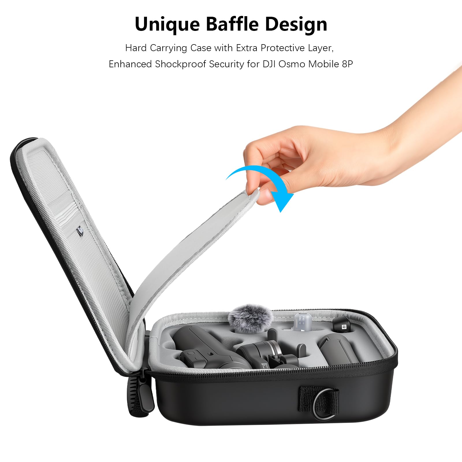 FPVtosky Sac Rigide Osmo Mobile 8P, Sac de Transport Étanche pour DJI Bundle Créateur Osmo Mobile 8P Stabilisateur & Accessoires, Étui Portable en PU Voyage/Photo Extérieure [Étui Seulement]
