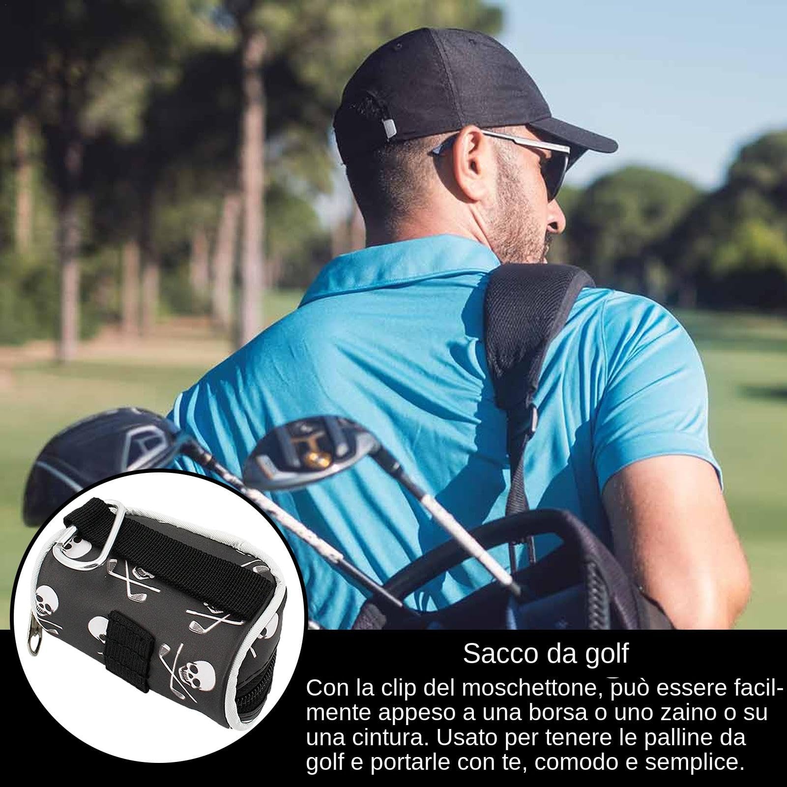 Housse de Golf pour T-shirt Sac de Transport avec Motif Crâne pour Homme