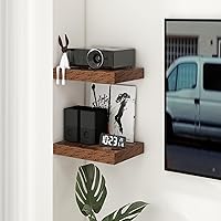 Vista 2 de Estantes flotantes de 12 pulgadas de profundidad, juego de 2 estantes flotantes marrones de 16 pulgadas, estantes rústicos de 16 pulgadas de ancho x