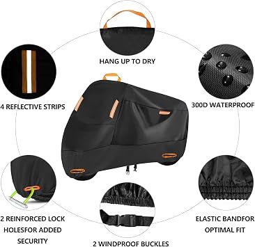 Motorcycle Cover for Piaggio Vespa GTS GTV 250 300, All Weather Durable Oxford Outdoor Protection Motorbike Cover, All Season Protection Cover,B/300D