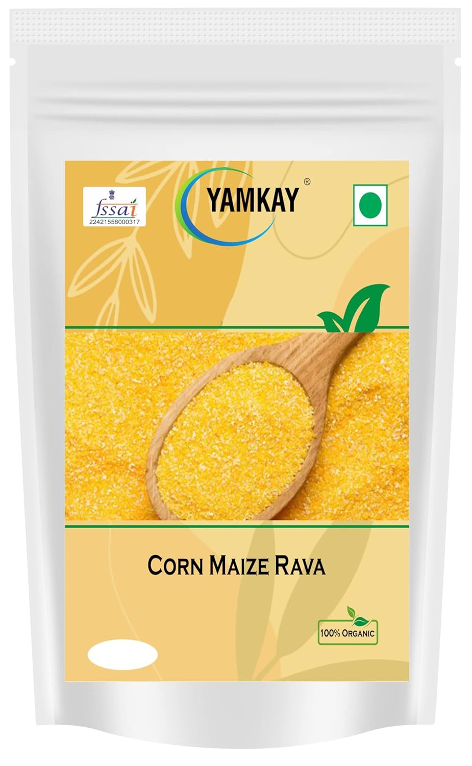 YAMKAY Organic Corn Maize Rava, 500 GM Makka Dalia, Corn Dalia (Maize