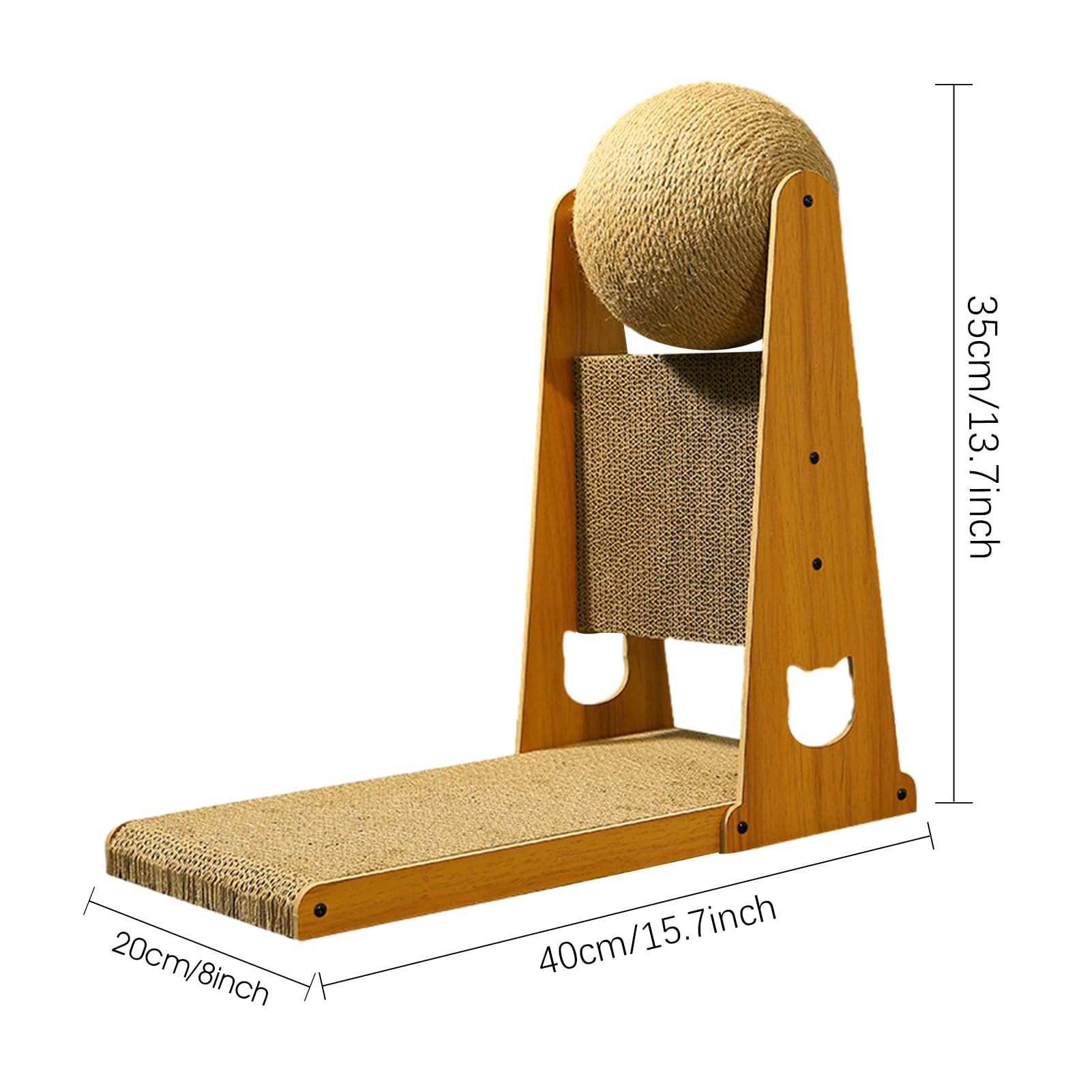 L-vormige krabpaal | Sisal kattenkrabplank met kattenkrabbal - verdikte kattenkrabpaal, verticale kattenkrabpaal voor binnenkatten Cenmoo
