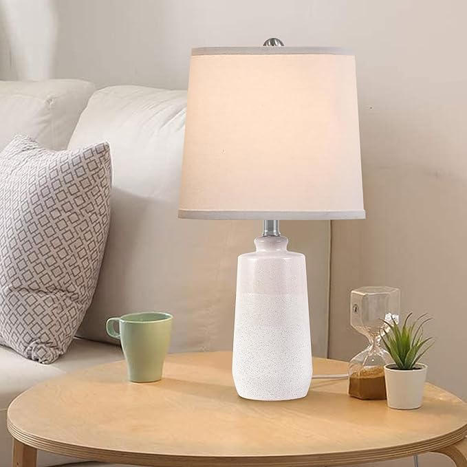 Lámpara de Mesa Cerámica Blanca EUO, Set de 2, 20.5 Pulgadas miniatura 5