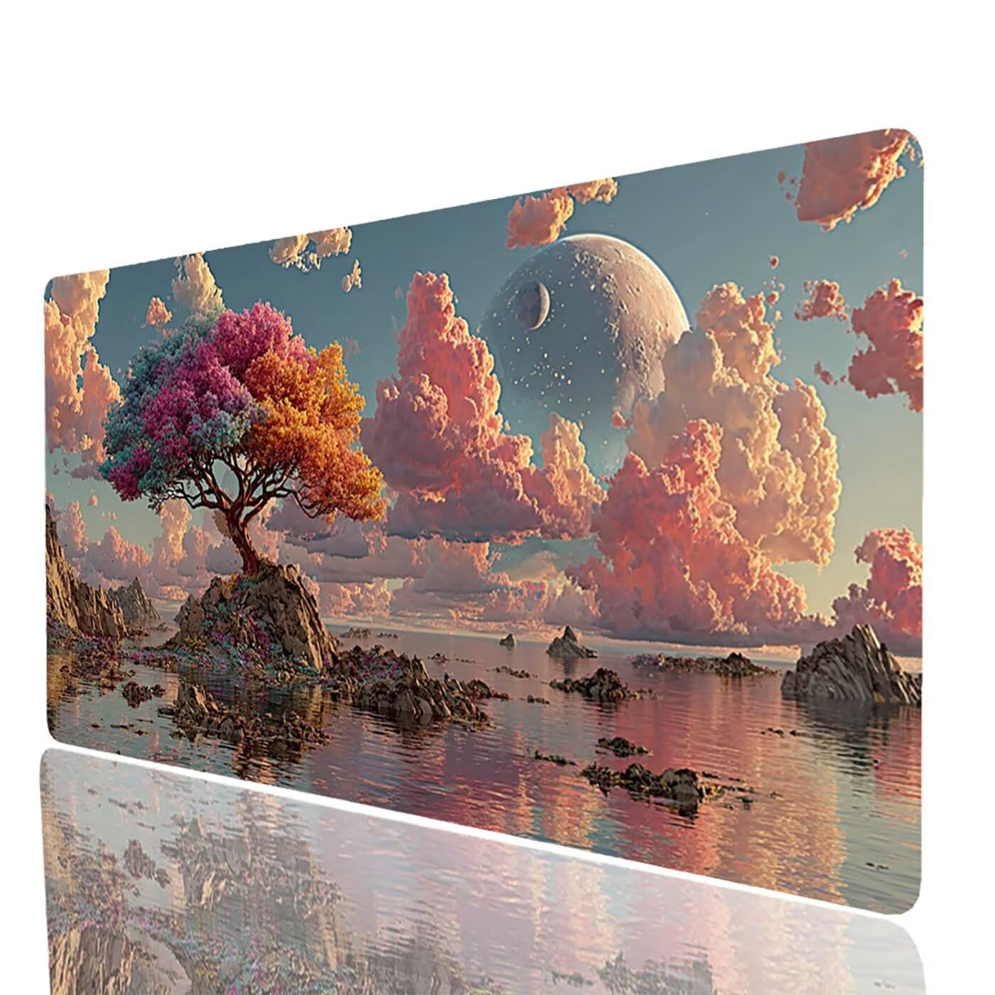 Podkładka pod mysz drzewo księżyc wodoodporna podkładka pod mysz xxl 1400x600x3mm podkładka pod mysz do gier Popraw precyzję i szybkość, podkładka pod mysz do pulpitu gracz bezprzewodowa klawiatura