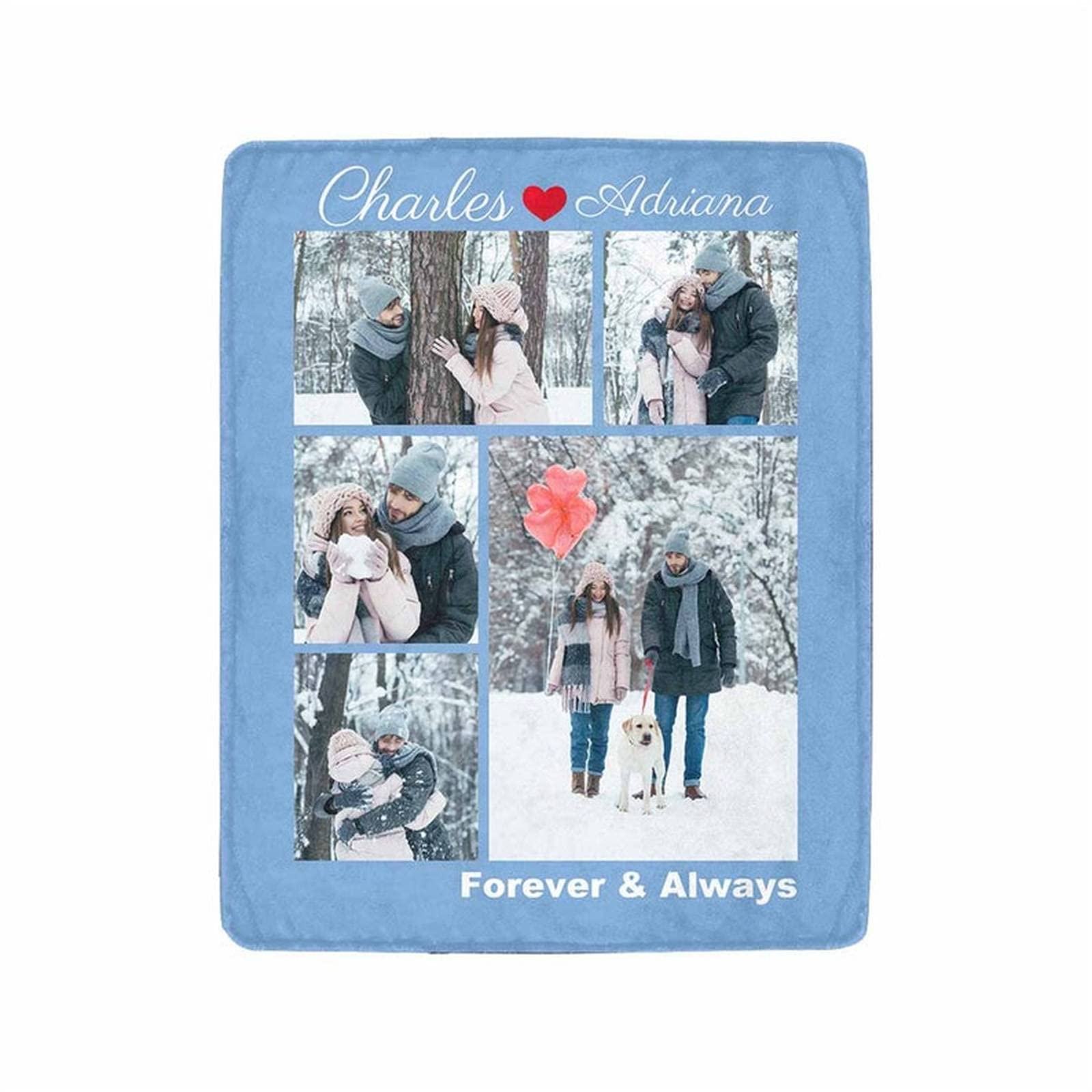 Couverture photo personnalisée texte nom plaid souvenirs pour couple amoureux