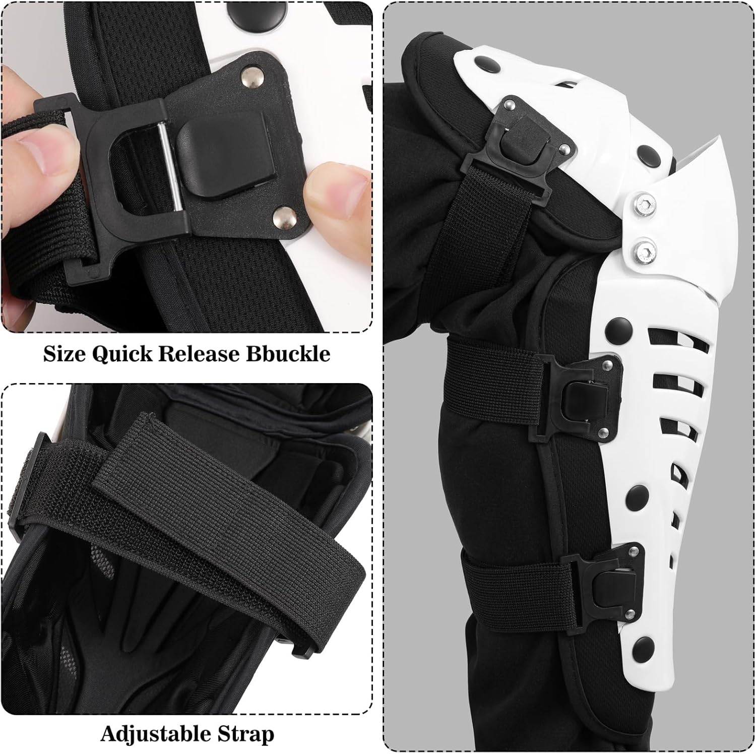 Knee Shin Guards Motorcycle Protective Gear, Knee Pads 3 Sections Adjustable Leg Armor Crashproof 1 Pair, Motocross Gear for Men MTB Riding Mountain Bike - Image 3