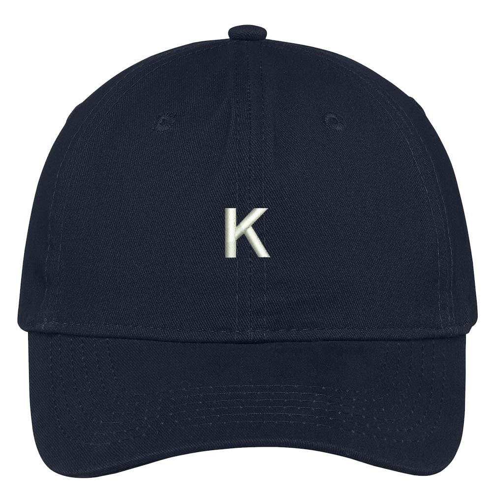 Trendy Apparel Shop Letter K Block Font Embroidered Dad Hat Cotton Baseball Cap - Navy