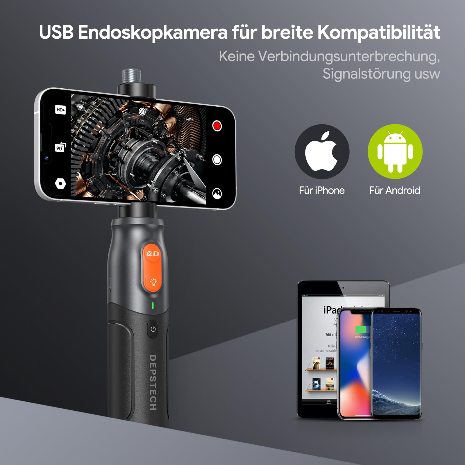 Waldtech Dual360HD Endoscoop Camera Met 360° Beweegbare Camerakop Voor En Zij Camera 33 3