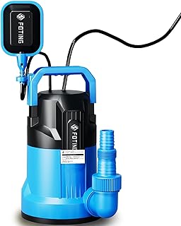 FOTING Flachabsaugpumpe 550 W, 17.000 l/h, Förderhöhe bis 9 m, Eintauchtiefe bis 7 m, flachabsaugend bis 1 mm, für Pool, Keller und Entwässerung