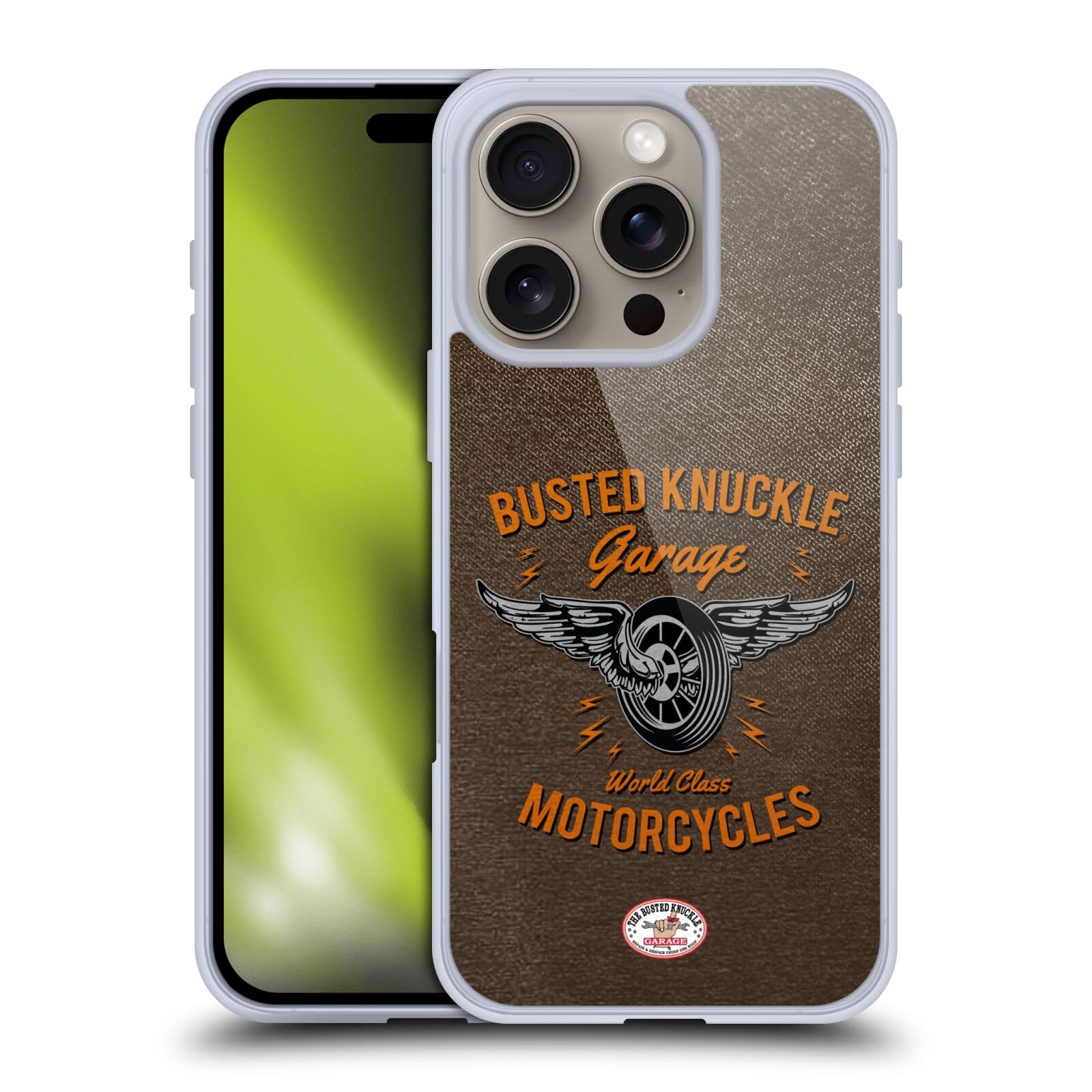 Head Case DesignsOfficially Licensed Busted Knuckle Garage Motorcycles Graphics Soft Gel Case Compatible with Apple iPhone 16 Pro