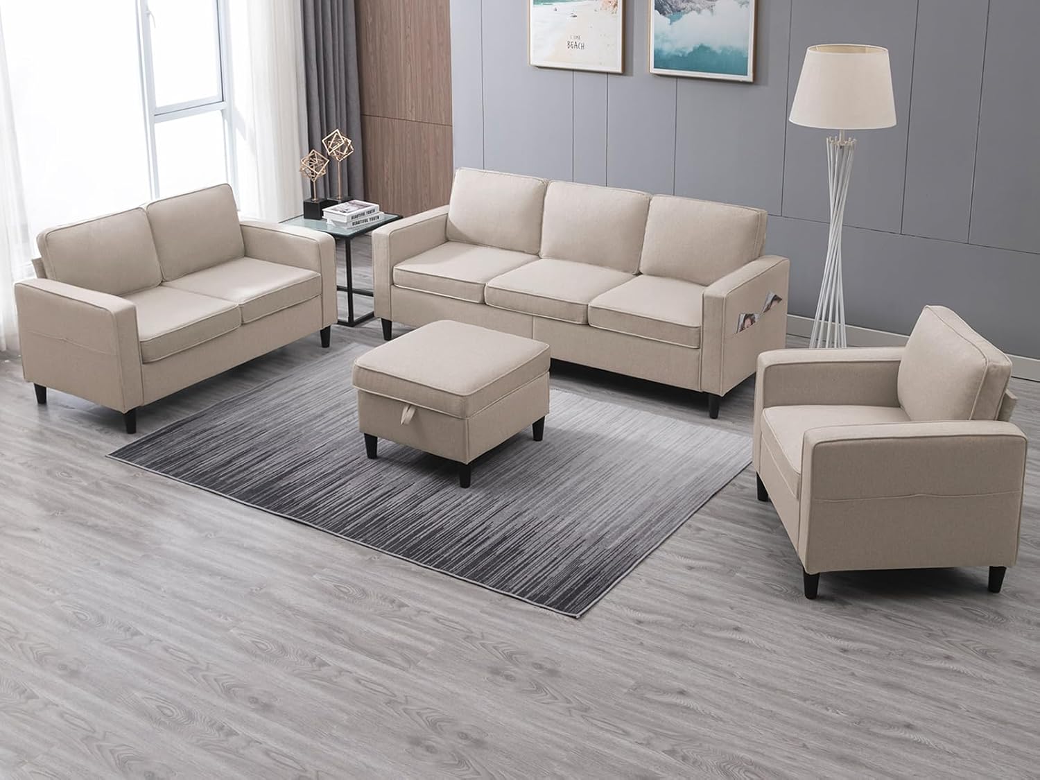 Amazon.com: ZAFLY 4 Piece Living Room Sofa Sets, Modular Sectional ...